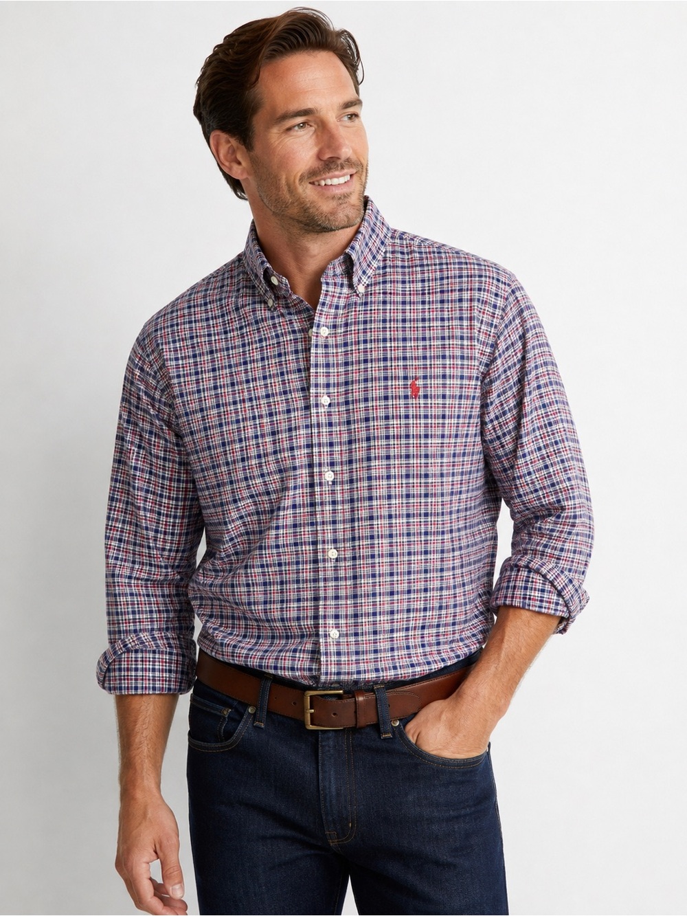 Ralph Lauren Blake Shirt Mens L Plaid 100% Cotton Button Down Preppy Casual